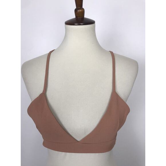 Storets Crop Triangle Tank Top Strappy Criss Cross Back - Picture 2 of 7